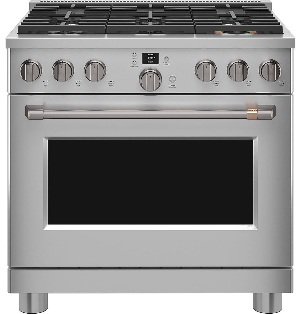 Alt View 16. Café - 5.75 Cu. Ft. Freestanding Dual Fuel True Convection Range with 6 Burners, Customizable - Stainless Steel.
