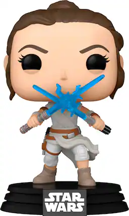 Front. Funko - POP Star Wars: SWEp9- Rey w/2 Light Sabers.
