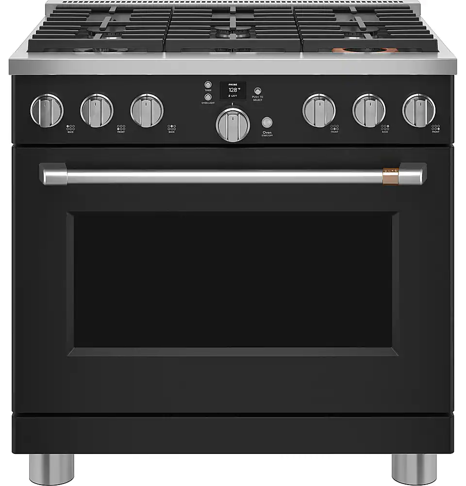 Café - 5.75 Cu. Ft. Freestanding Dual Fuel True Convection Range with 6 Burners, Customizable - Matte Black