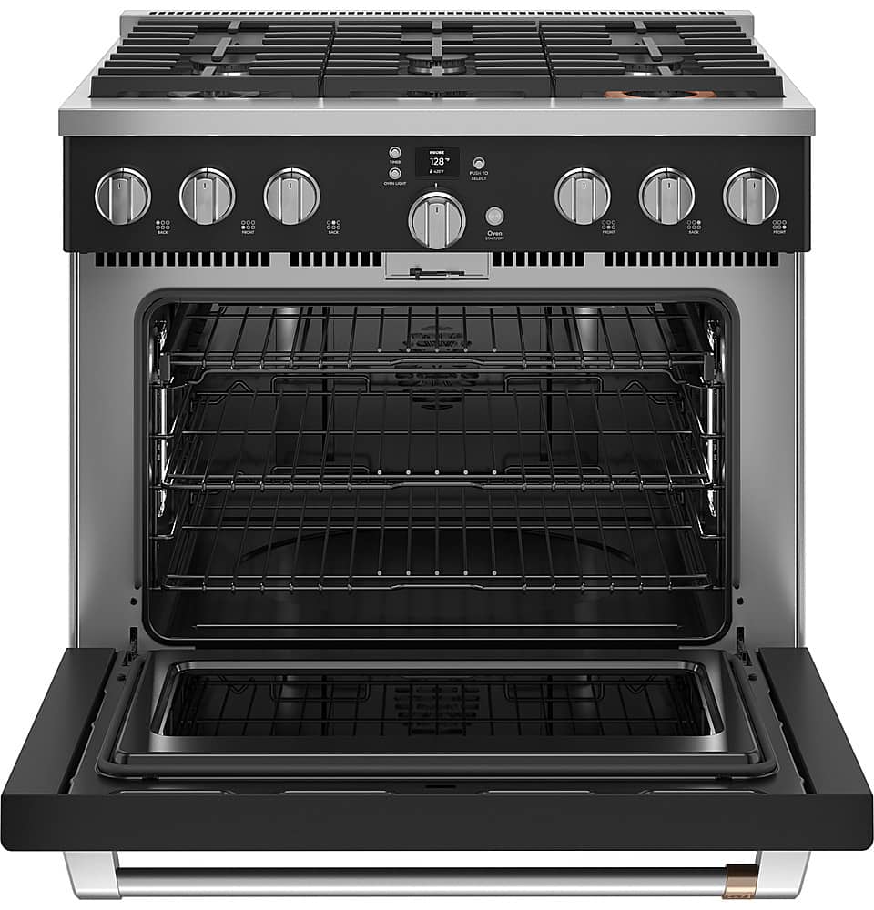 Alt View 11. Café - 5.75 Cu. Ft. Freestanding Dual Fuel True Convection Range with 6 Burners, Customizable - Matte Black.