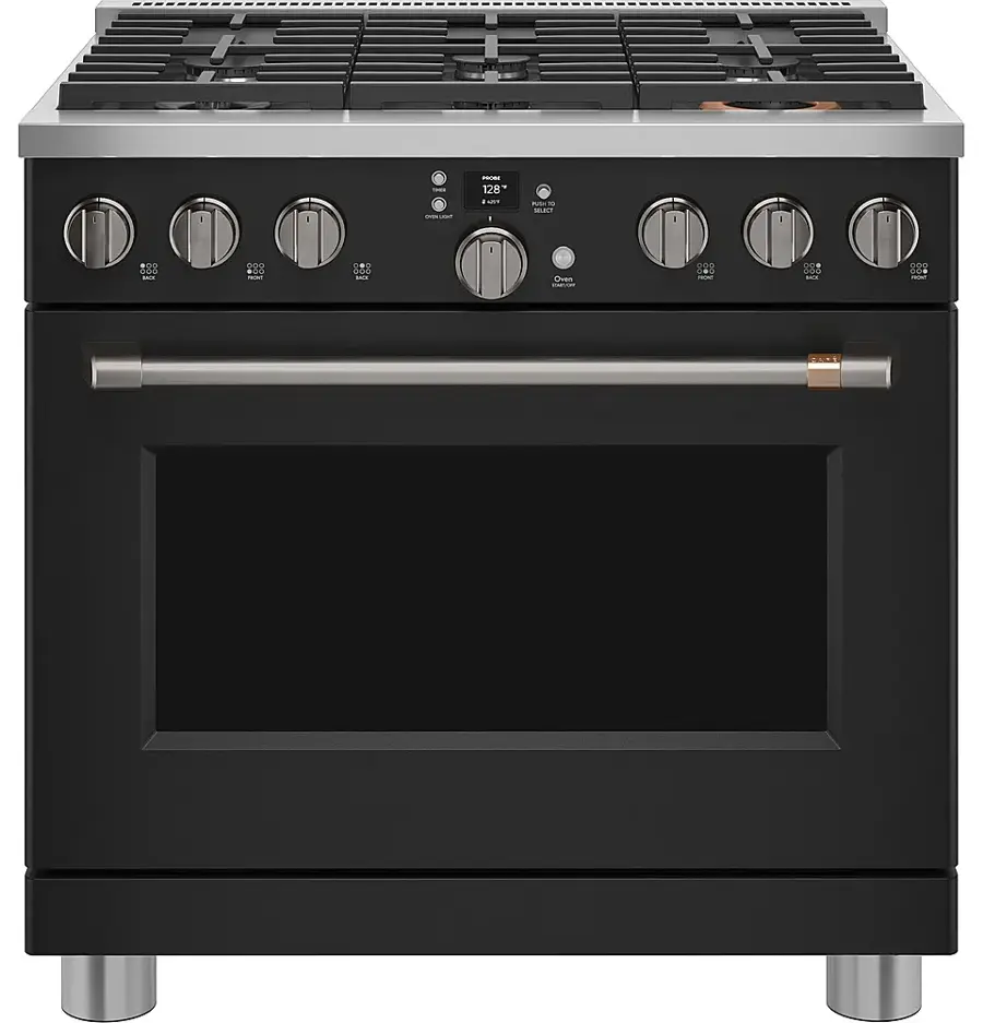 Alt View 16. Café - 5.75 Cu. Ft. Freestanding Dual Fuel True Convection Range with 6 Burners, Customizable - Matte Black.