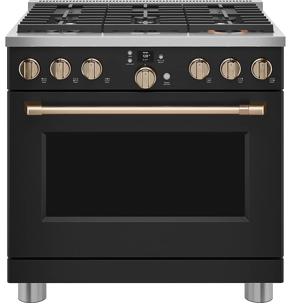 Alt View 17. Café - 5.75 Cu. Ft. Freestanding Dual Fuel True Convection Range with 6 Burners, Customizable - Matte Black.