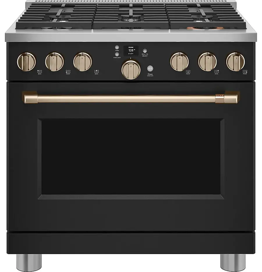 Alt View 17. Café - 5.75 Cu. Ft. Freestanding Dual Fuel True Convection Range with 6 Burners, Customizable - Matte Black.