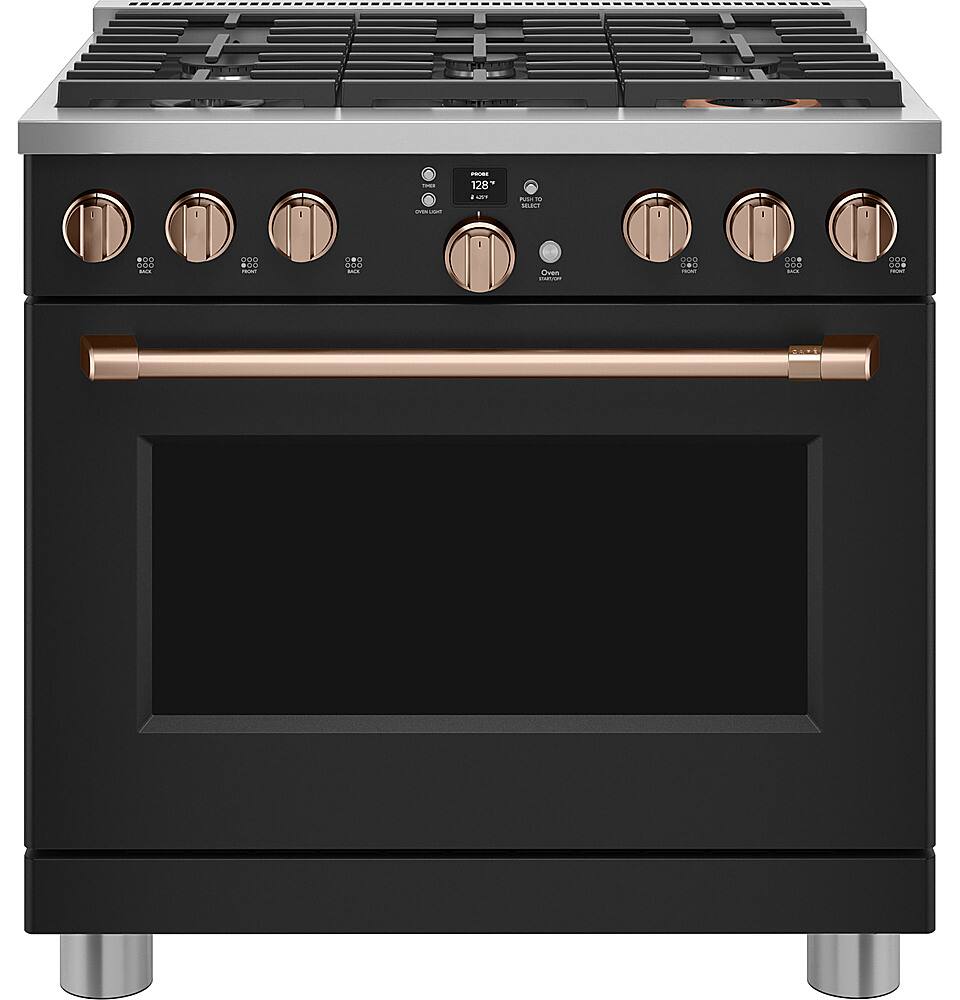 Alt View 18. Café - 5.75 Cu. Ft. Freestanding Dual Fuel True Convection Range with 6 Burners, Customizable - Matte Black.