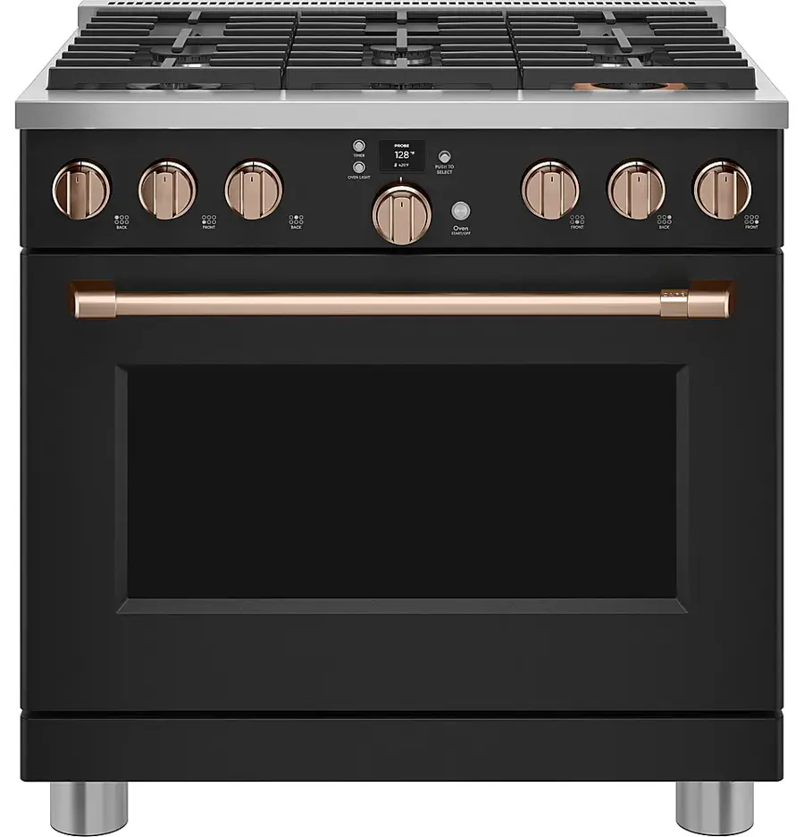 Alt View 18. Café - 5.75 Cu. Ft. Freestanding Dual Fuel True Convection Range with 6 Burners, Customizable - Matte Black.