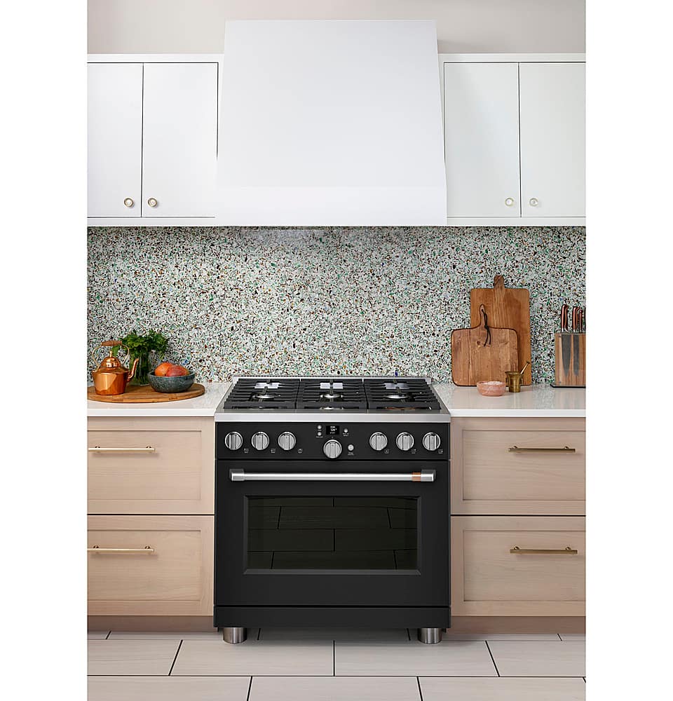 Alt View 19. Café - 5.75 Cu. Ft. Freestanding Dual Fuel True Convection Range with 6 Burners, Customizable - Matte Black.