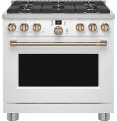 Café - 5.75 Cu. Ft. Freestanding Dual Fuel True Convection Range with 6 Burners, Customizable - Matte White - Front_Zoom