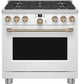Café - 5.75 Cu. Ft. Freestanding Dual Fuel True Convection Range with 6 Burners, Customizable - Matte White
