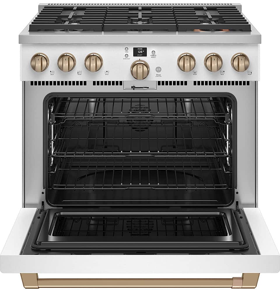 Alt View 11. Café - 5.75 Cu. Ft. Freestanding Dual Fuel True Convection Range with 6 Burners, Customizable - Matte White.