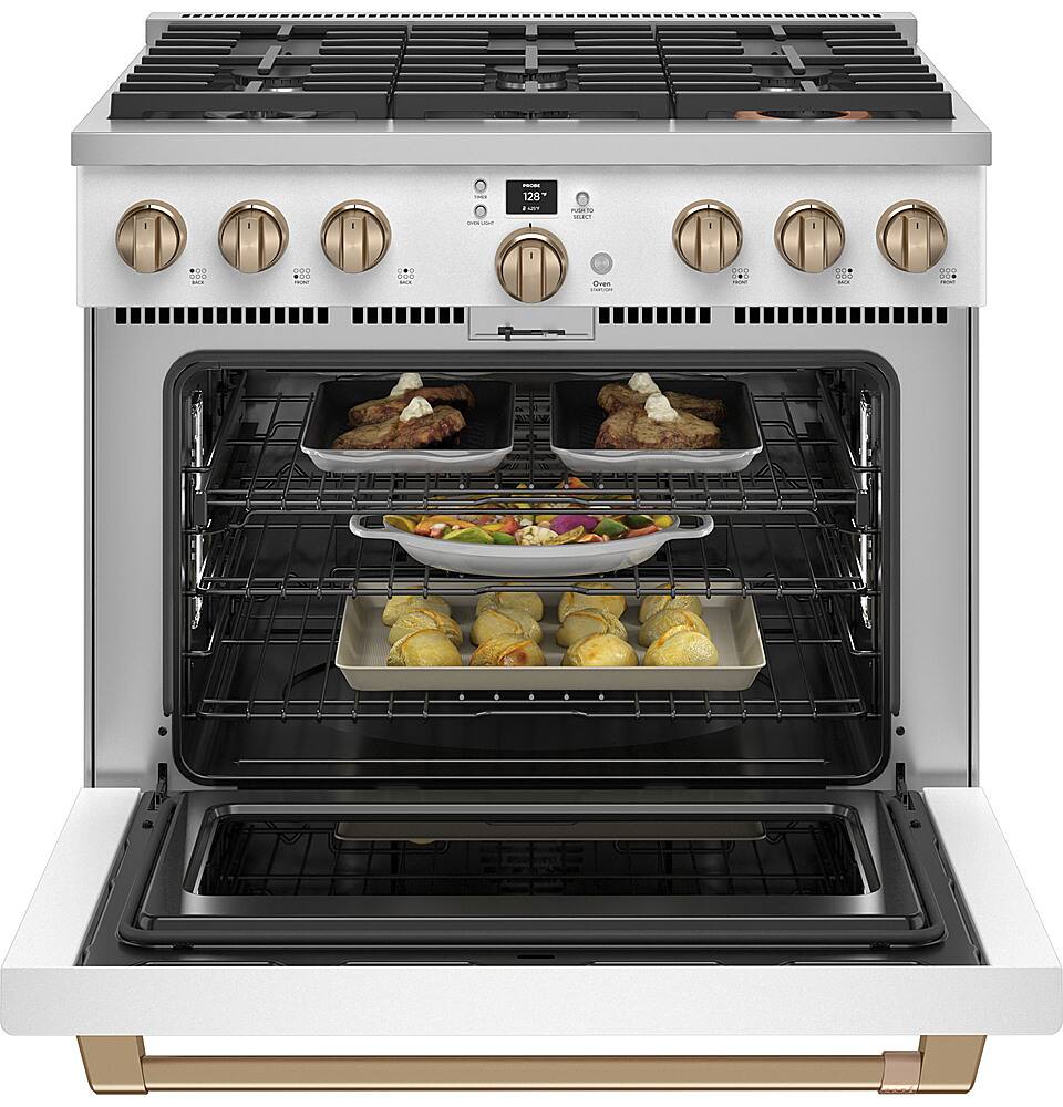 Alt View 13. Café - 5.75 Cu. Ft. Freestanding Dual Fuel True Convection Range with 6 Burners, Customizable - Matte White.