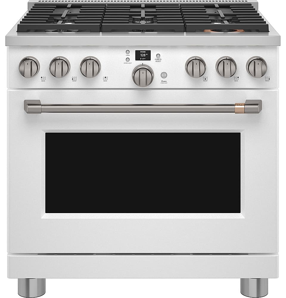 Alt View 16. Café - 5.75 Cu. Ft. Freestanding Dual Fuel True Convection Range with 6 Burners, Customizable - Matte White.