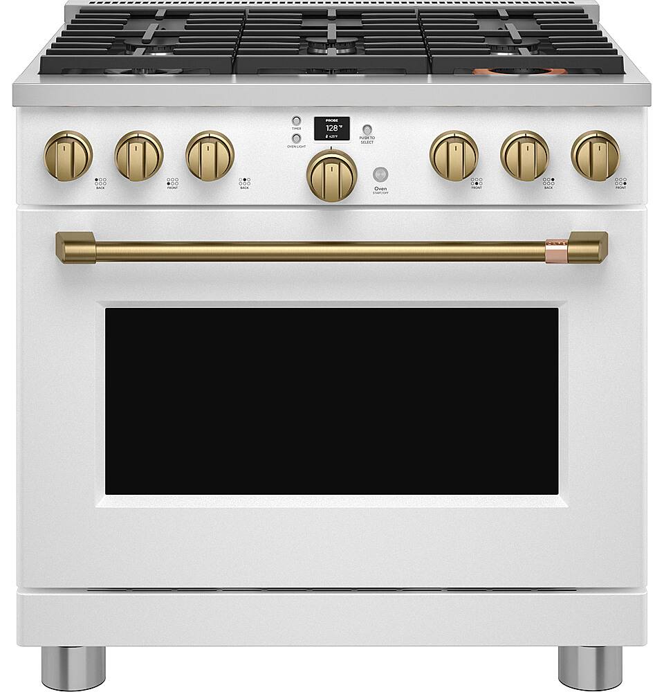 Alt View 18. Café - 5.75 Cu. Ft. Freestanding Dual Fuel True Convection Range with 6 Burners, Customizable - Matte White.
