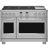 Café - 8.25 Cu. Ft. Freestanding Double Oven Dual Fuel True Convection Range with 6 Burners, Customizable - Stainless steel - Front_Zoom