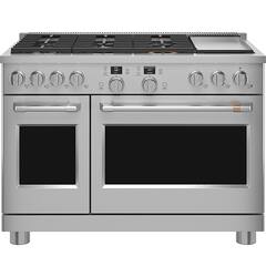Café - 8.25 Cu. Ft. Freestanding Double Oven Dual Fuel True Convection Range with 6 Burners, Customizable - Stainless Steel - Front_Zoom