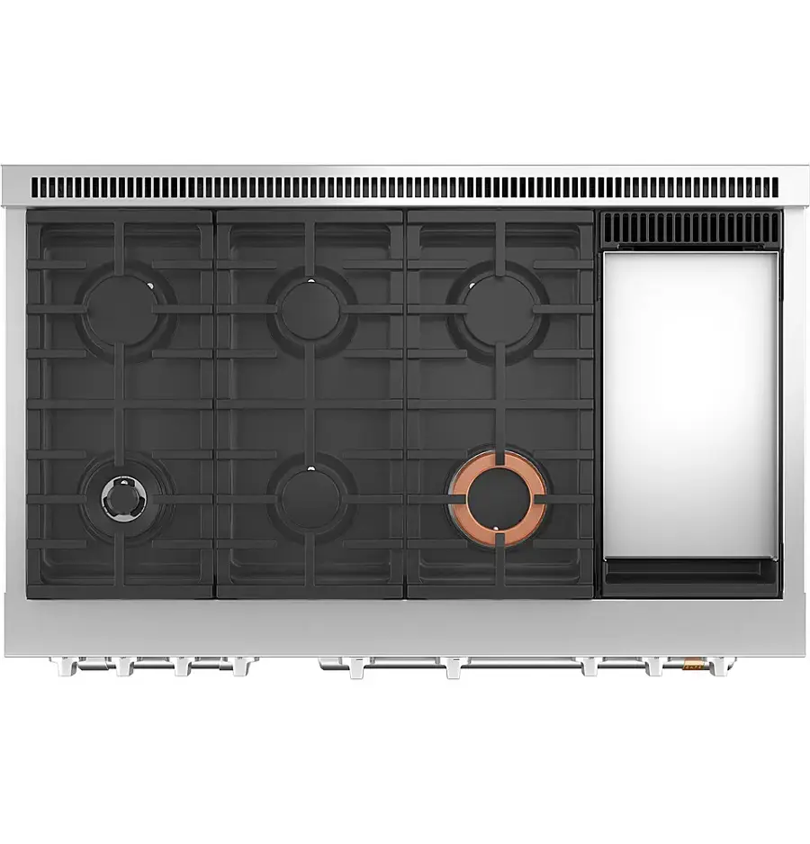 Alt View 12. Café - 8.25 Cu. Ft. Freestanding Double Oven Dual Fuel True Convection Range with 6 Burners, Customizable - Stainless Steel.