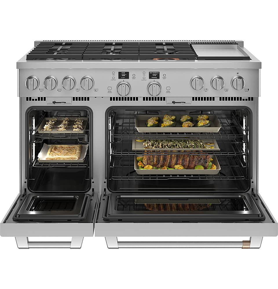 Alt View 13. Café - 8.25 Cu. Ft. Freestanding Double Oven Dual Fuel True Convection Range with 6 Burners, Customizable - Stainless Steel.