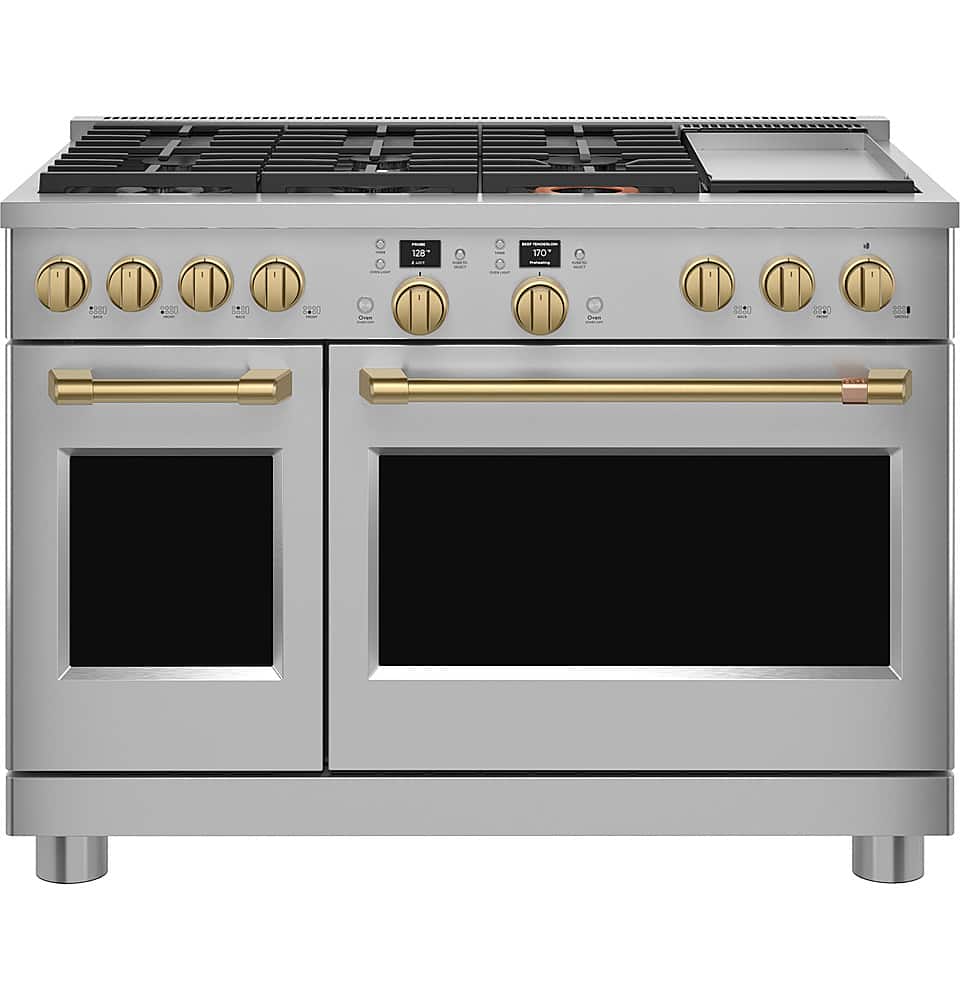 Alt View 19. Café - 8.25 Cu. Ft. Freestanding Double Oven Dual Fuel True Convection Range with 6 Burners, Customizable - Stainless Steel.