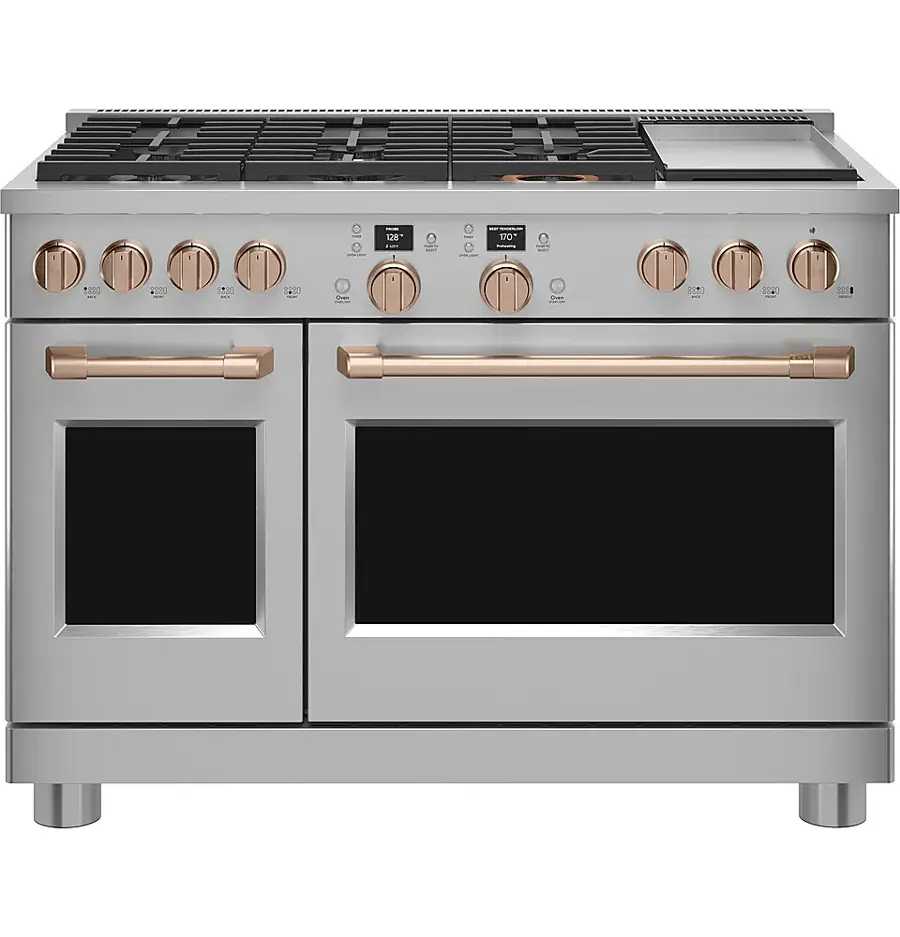 Alt View 21. Café - 8.25 Cu. Ft. Freestanding Double Oven Dual Fuel True Convection Range with 6 Burners, Customizable - Stainless Steel.