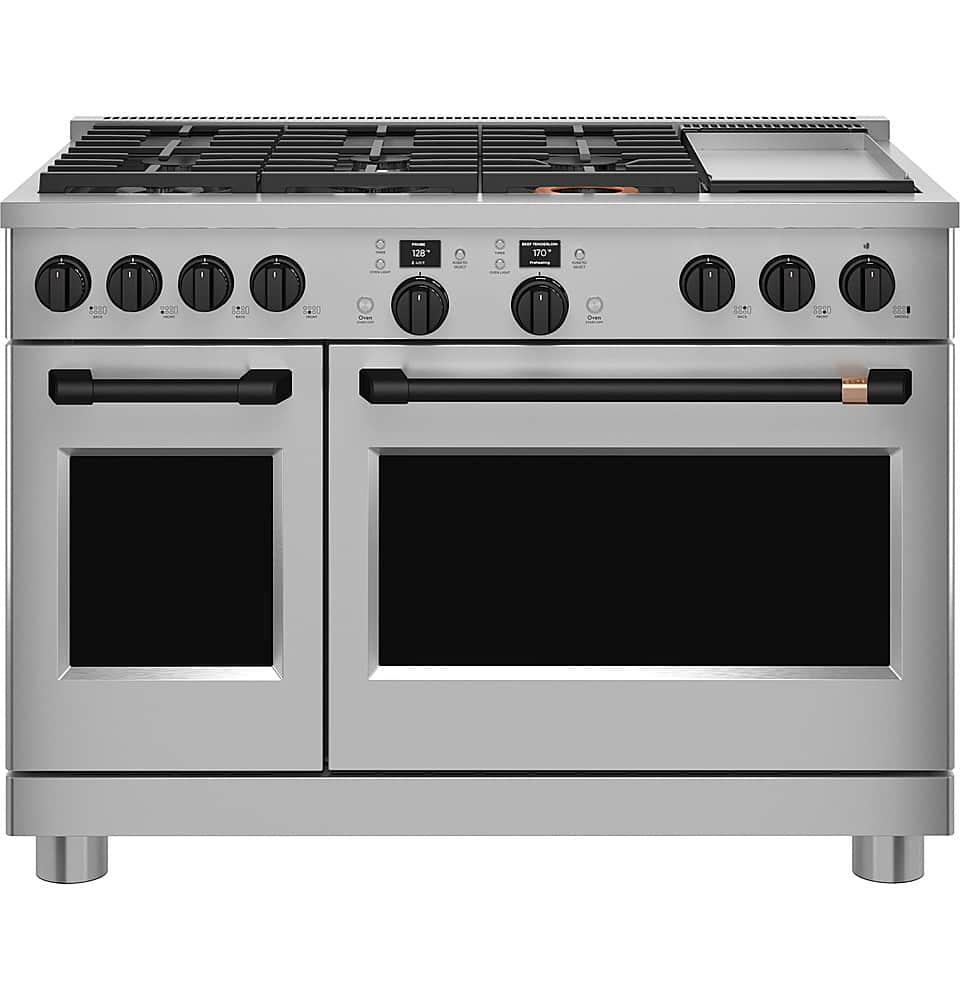 Alt View 22. Café - 8.25 Cu. Ft. Freestanding Double Oven Dual Fuel True Convection Range with 6 Burners, Customizable - Stainless Steel.