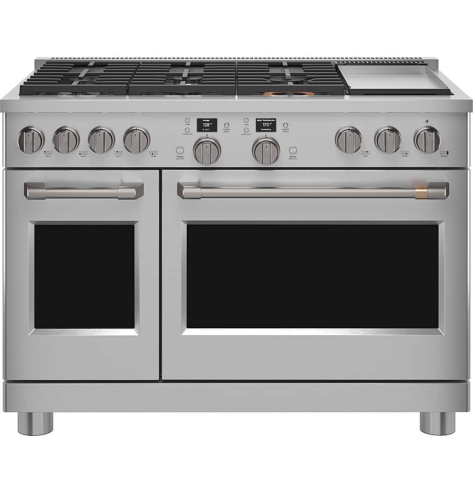 Alt View 24. Café - 8.25 Cu. Ft. Freestanding Double Oven Dual Fuel True Convection Range with 6 Burners, Customizable - Stainless Steel.