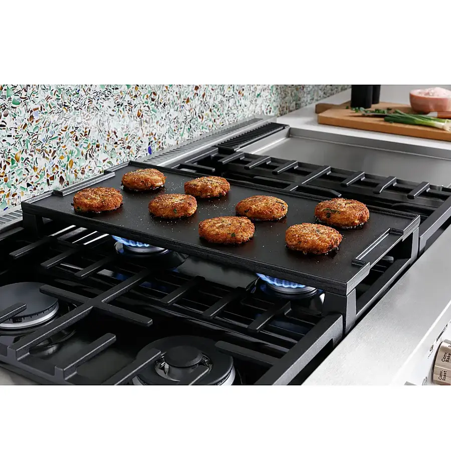 Alt View 27. Café - 8.25 Cu. Ft. Freestanding Double Oven Dual Fuel True Convection Range with 6 Burners, Customizable - Stainless Steel.