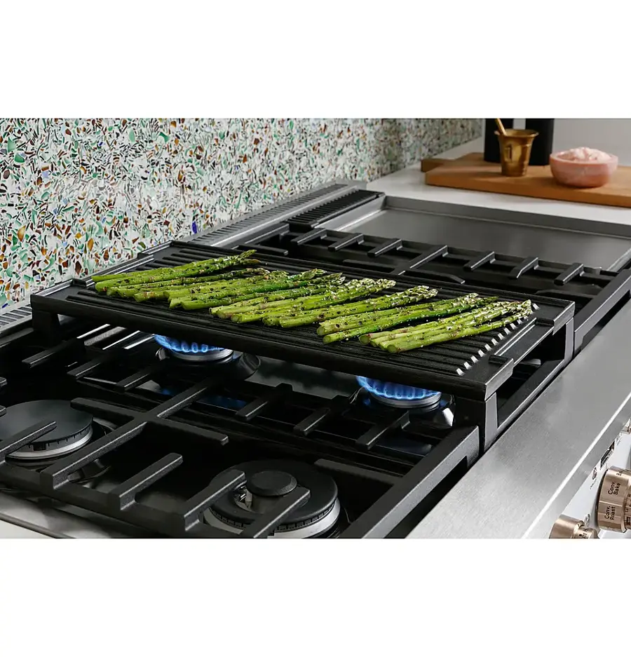 Alt View 29. Café - 8.25 Cu. Ft. Freestanding Double Oven Dual Fuel True Convection Range with 6 Burners, Customizable - Stainless Steel.