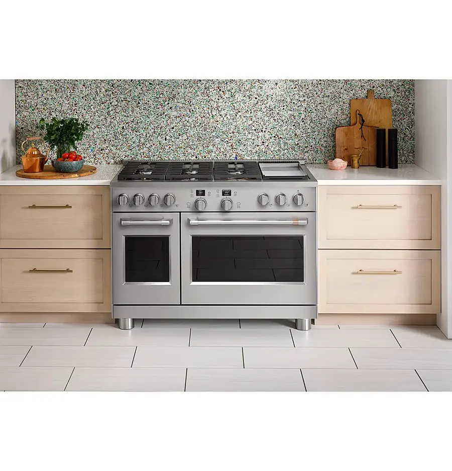 Alt View 33. Café - 8.25 Cu. Ft. Freestanding Double Oven Dual Fuel True Convection Range with 6 Burners, Customizable - Stainless Steel.