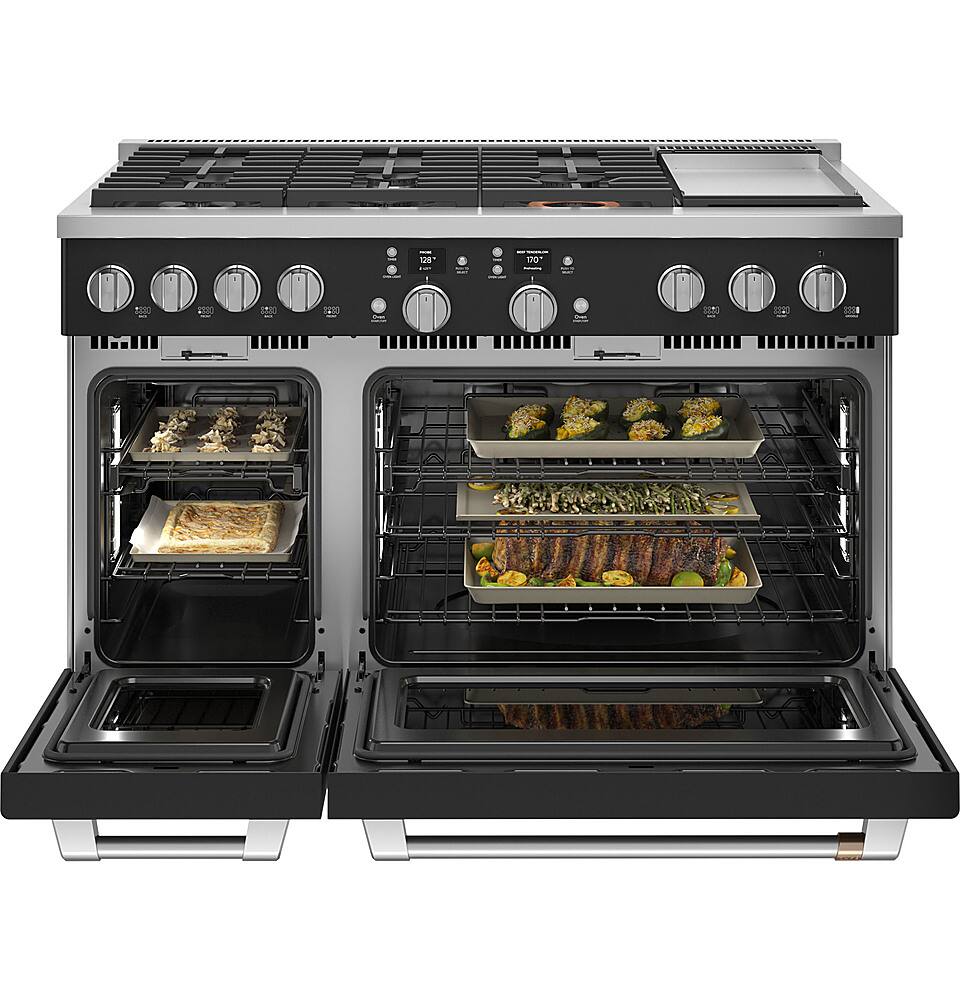 Alt View 13. Café - 8.25 Cu. Ft. Freestanding Double Oven Dual Fuel True Convection Range with 6 Burners, Customizable - Matte Black.
