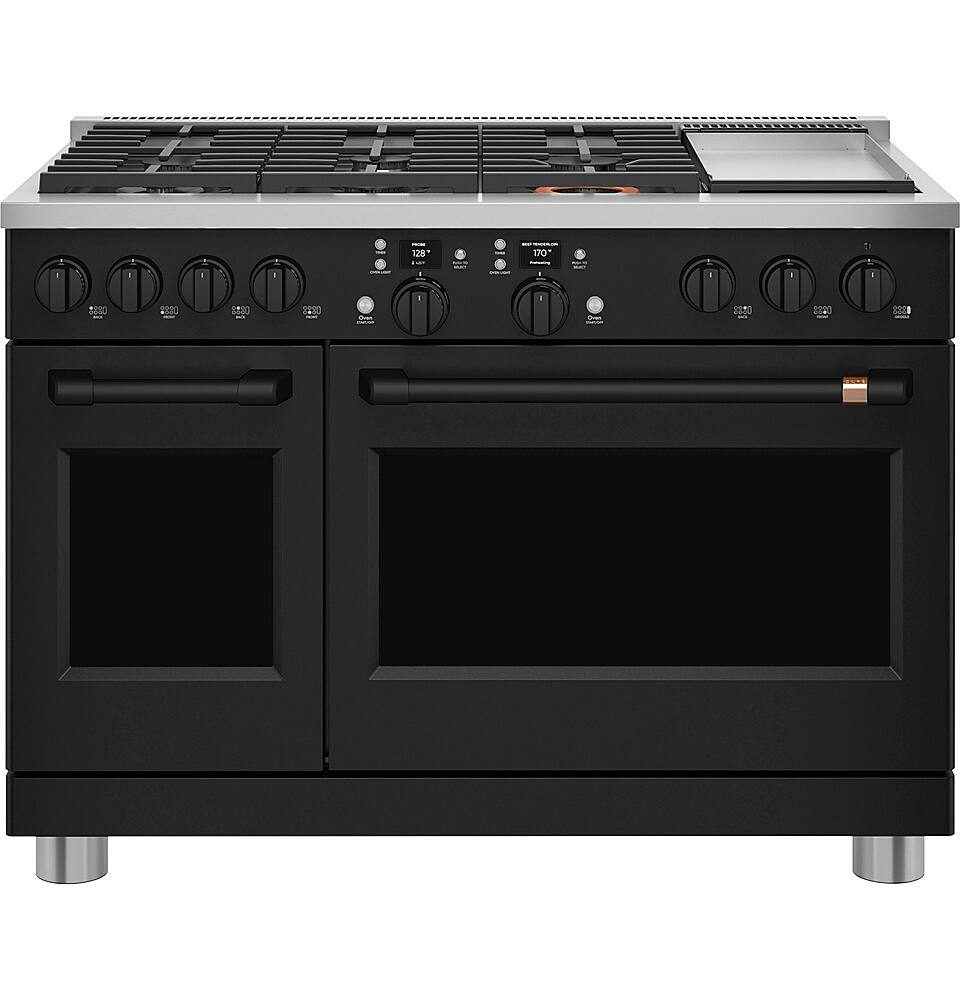 Alt View 19. Café - 8.25 Cu. Ft. Freestanding Double Oven Dual Fuel True Convection Range with 6 Burners, Customizable - Matte Black.