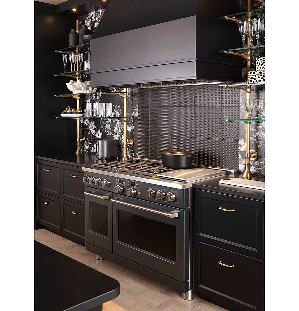 Alt View 29. Café - 8.25 Cu. Ft. Freestanding Double Oven Dual Fuel True Convection Range with 6 Burners, Customizable - Matte Black.