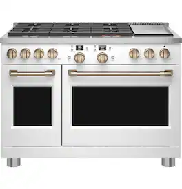 Café - 8.25 Cu. Ft. Freestanding Double Oven Dual Fuel True Convection Range with 6 Burners, Customizable - Matte White
