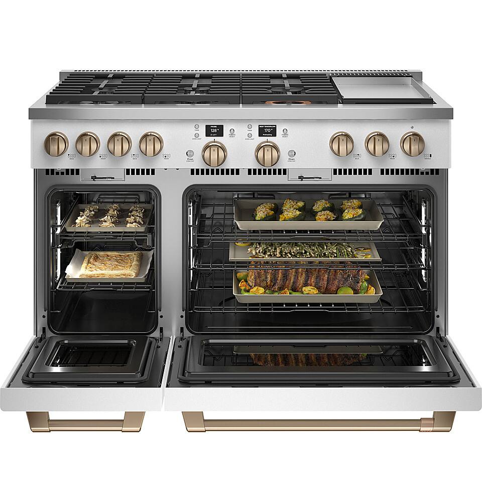 Alt View 13. Café - 8.25 Cu. Ft. Freestanding Double Oven Dual Fuel True Convection Range with 6 Burners, Customizable - Matte White.