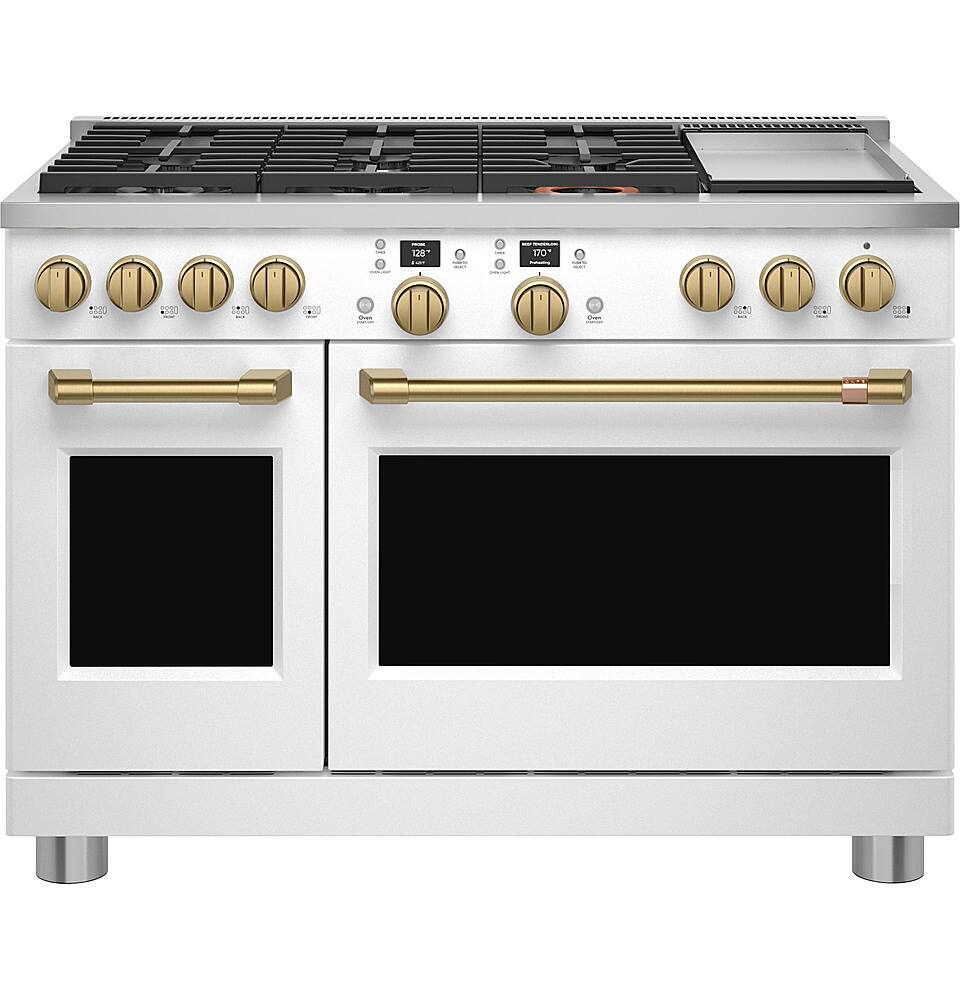 Alt View 20. Café - 8.25 Cu. Ft. Freestanding Double Oven Dual Fuel True Convection Range with 6 Burners, Customizable - Matte White.