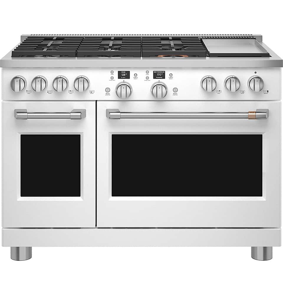 Alt View 21. Café - 8.25 Cu. Ft. Freestanding Double Oven Dual Fuel True Convection Range with 6 Burners, Customizable - Matte White.
