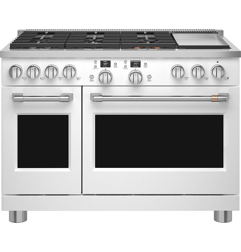 Alt View 21. Café - 8.25 Cu. Ft. Freestanding Double Oven Dual Fuel True Convection Range with 6 Burners, Customizable - Matte White.