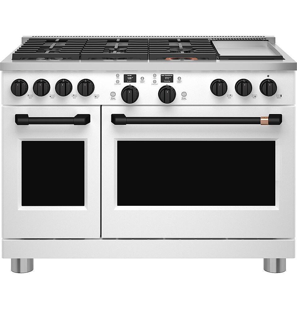 Alt View 23. Café - 8.25 Cu. Ft. Freestanding Double Oven Dual Fuel True Convection Range with 6 Burners, Customizable - Matte White.