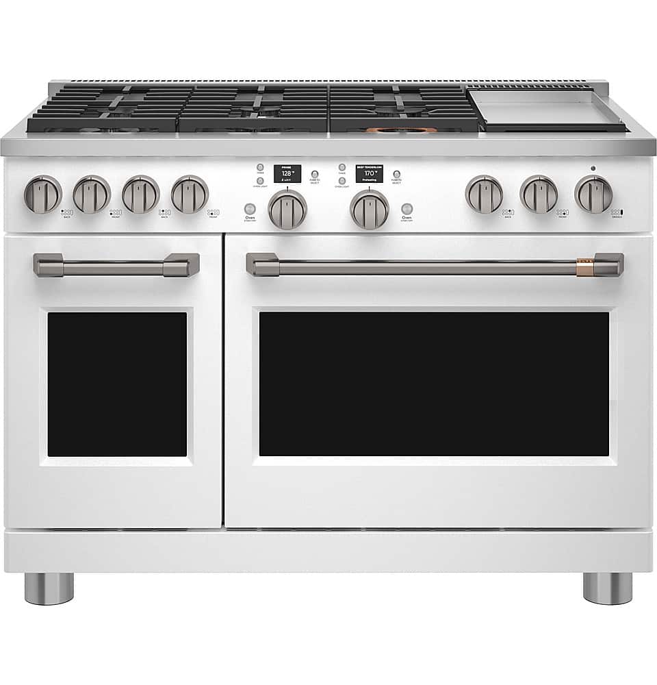 Alt View 24. Café - 8.25 Cu. Ft. Freestanding Double Oven Dual Fuel True Convection Range with 6 Burners, Customizable - Matte White.