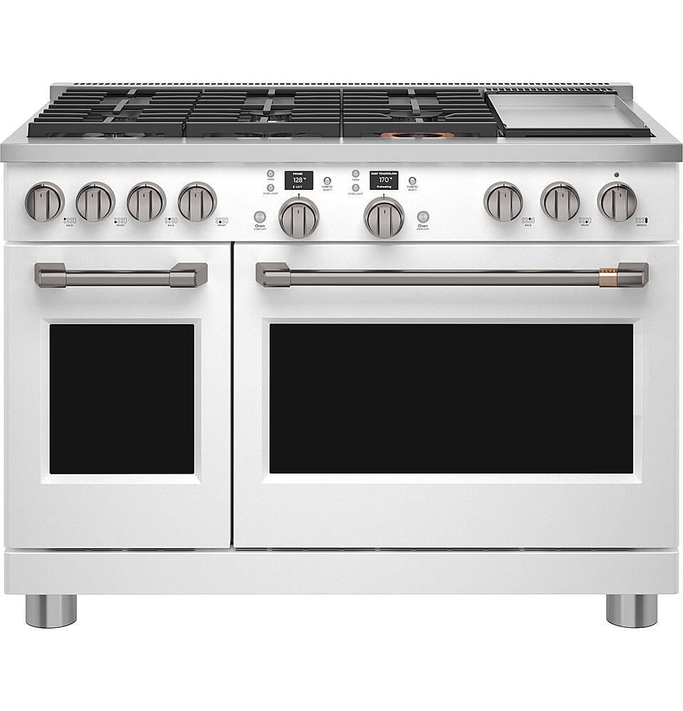 Alt View 24. Café - 8.25 Cu. Ft. Freestanding Double Oven Dual Fuel True Convection Range with 6 Burners, Customizable - Matte White.