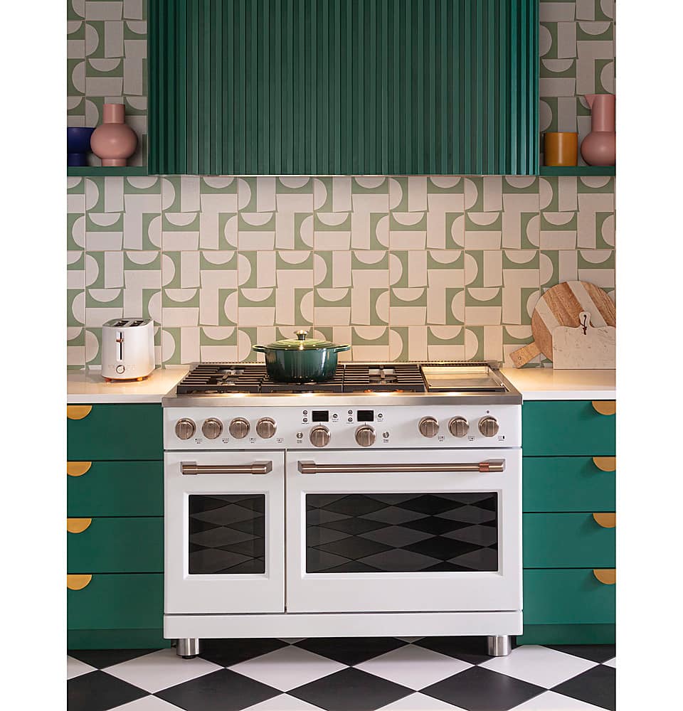 Alt View 37. Café - 8.25 Cu. Ft. Freestanding Double Oven Dual Fuel True Convection Range with 6 Burners, Customizable - Matte White.