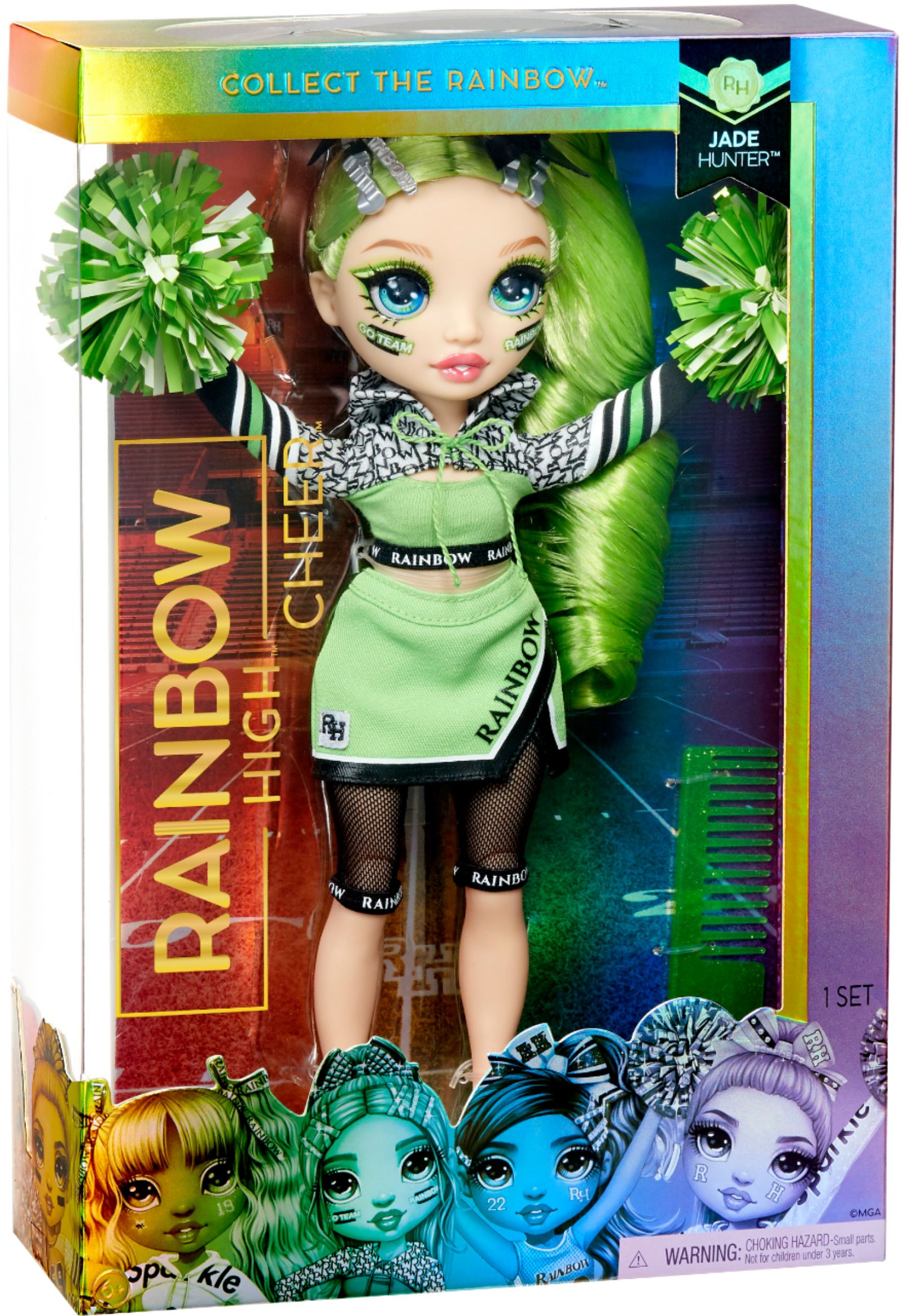 Rainbow High Cheer Jade Hunter – Green Cheerleader Fashion Doll with 2 Pom  Poms and Doll Accessories, Great Gift for Kids 6-12 Years Old