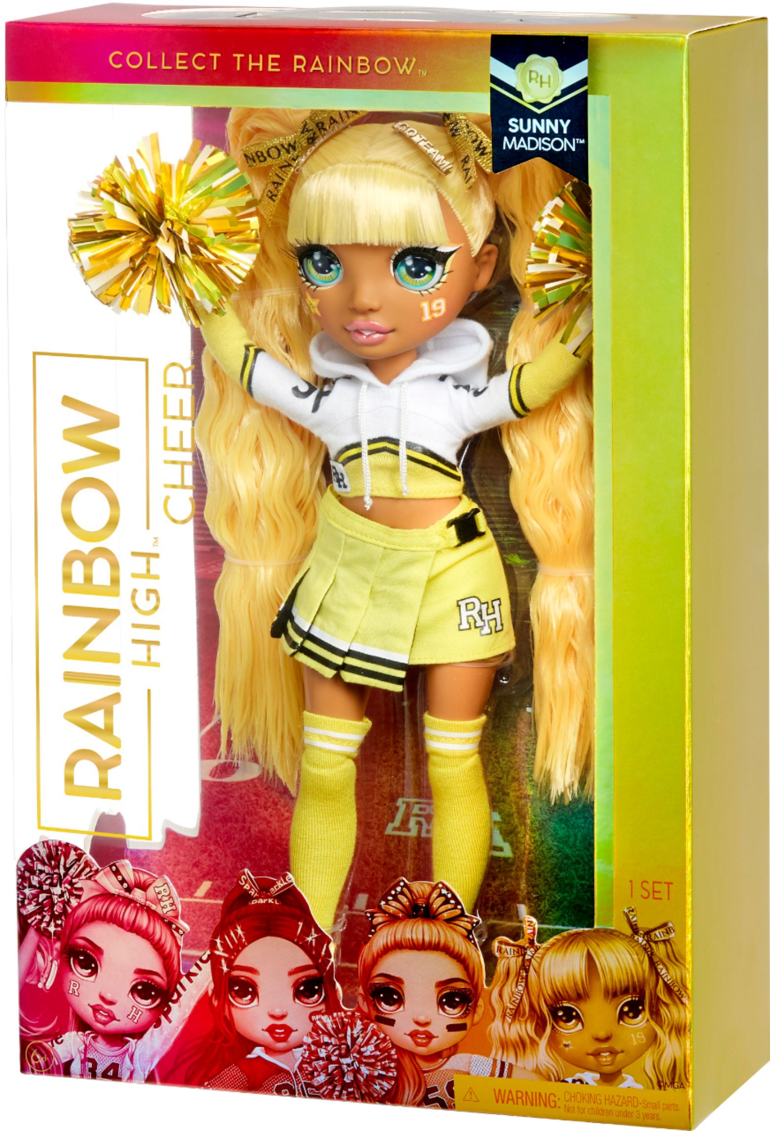 Rainbow High Cheer Sunny Madison – Poupée-mannequin jaune avec pompons 