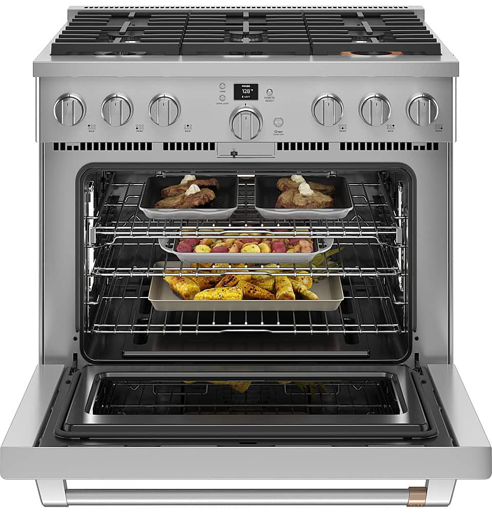 Alt View 13. Café - 6.2 Cu. Ft. Freestanding Gas Convection Range with 6 Burners, Customizable - Stainless Steel.