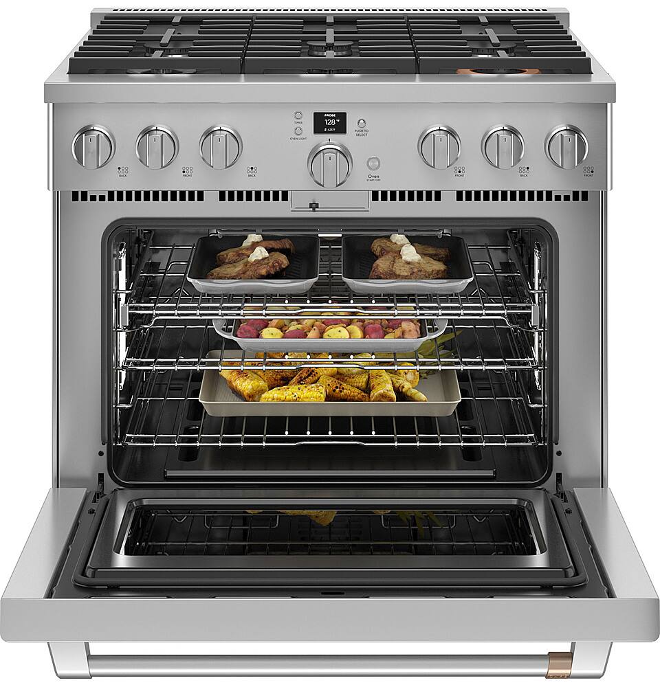 Alt View 13. Café - 6.2 Cu. Ft. Freestanding Gas Convection Range with 6 Burners, Customizable - Stainless Steel.