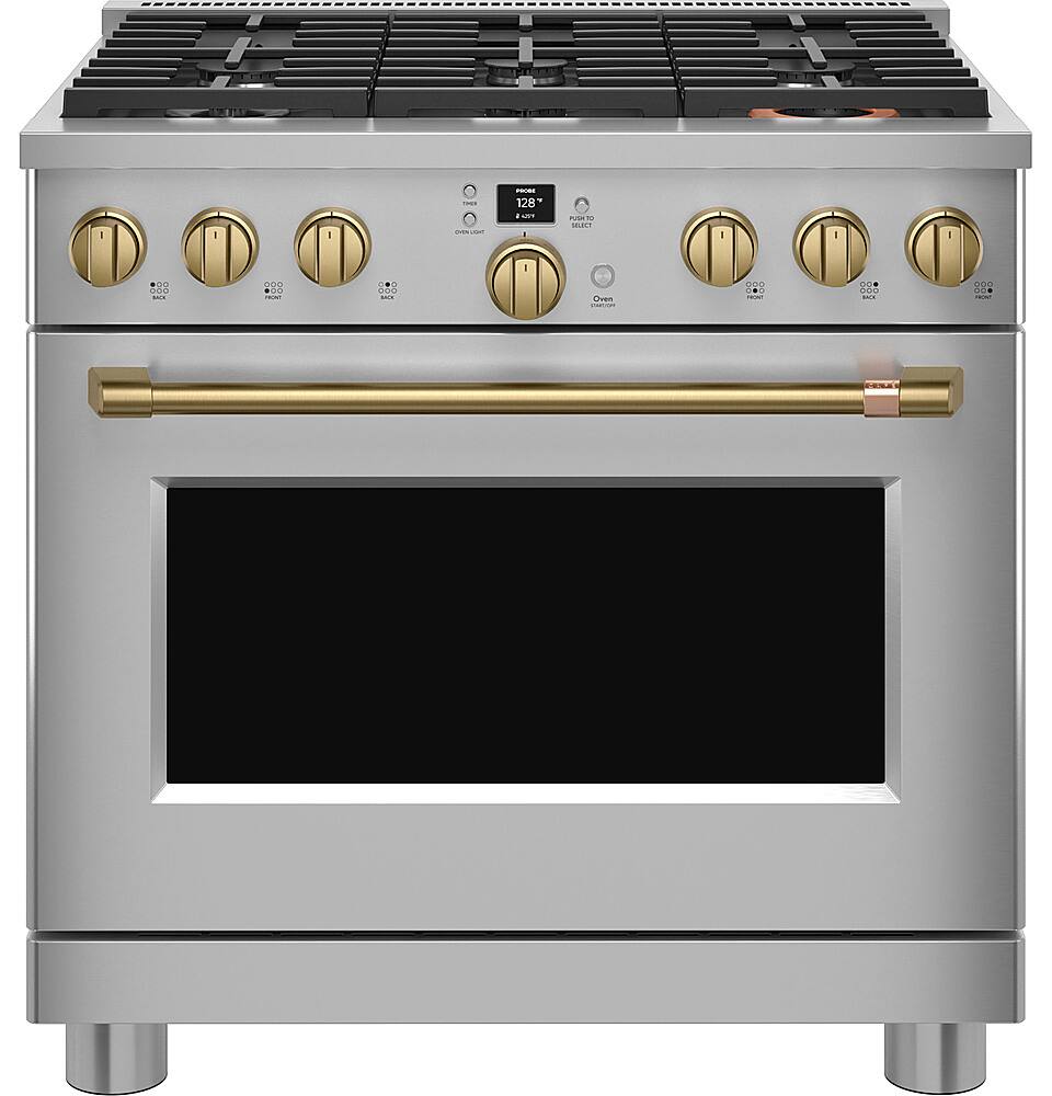 Alt View 25. Café - 6.2 Cu. Ft. Freestanding Gas Convection Range with 6 Burners, Customizable - Stainless Steel.