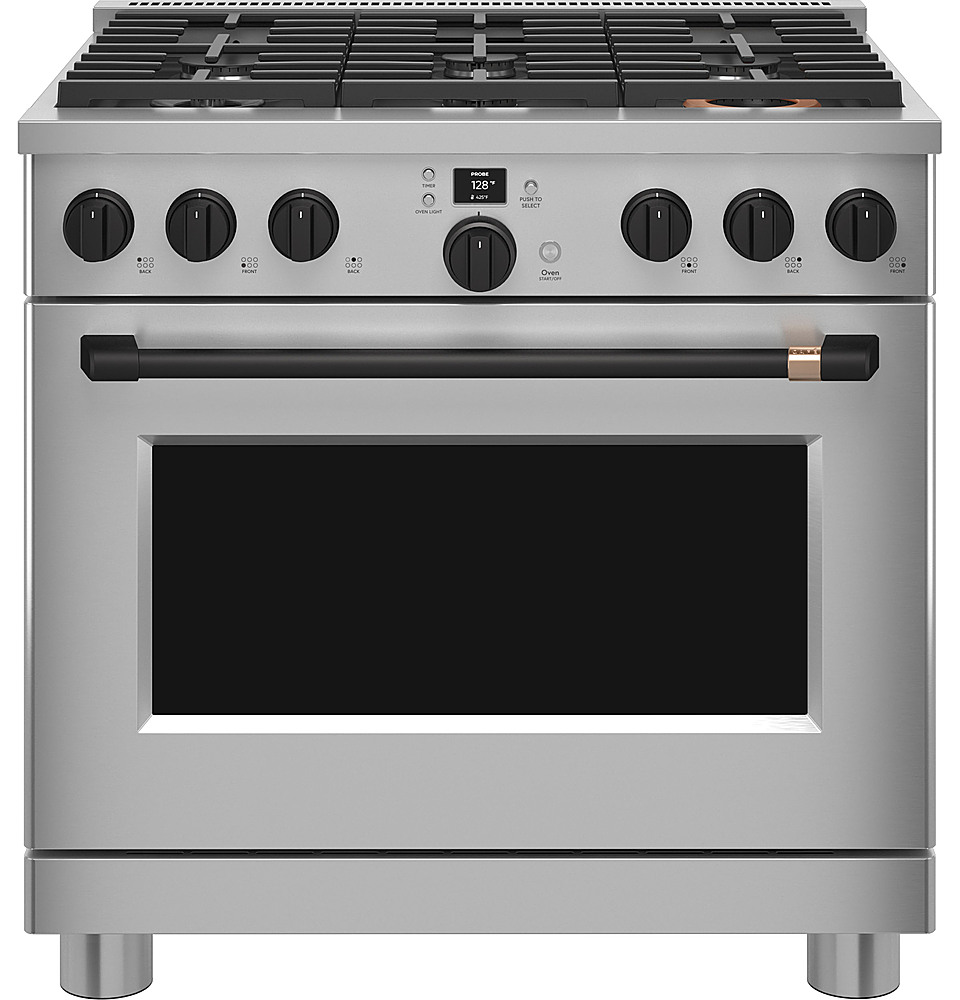 Alt View 26. Café - 6.2 Cu. Ft. Freestanding Gas Convection Range with 6 Burners, Customizable - Stainless Steel.