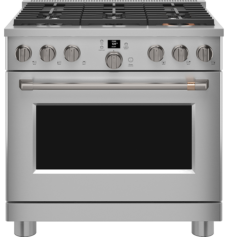 Alt View 29. Café - 6.2 Cu. Ft. Freestanding Gas Convection Range with 6 Burners, Customizable - Stainless Steel.