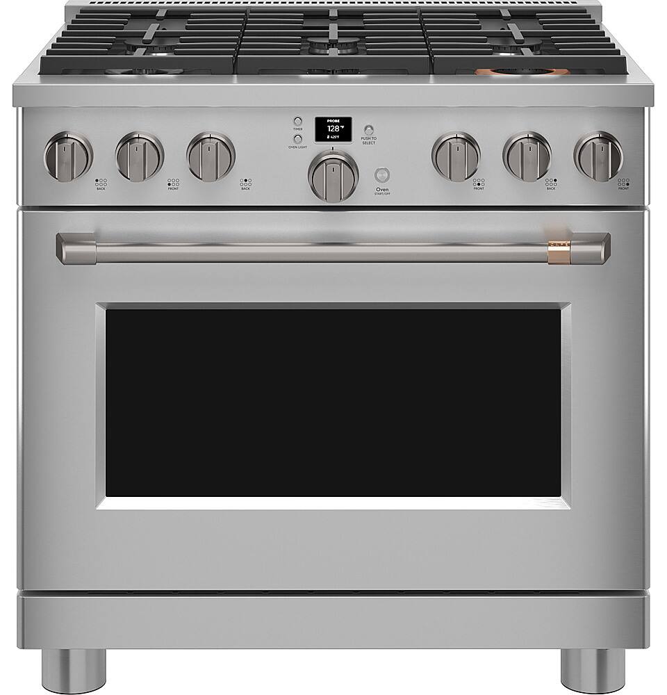 Alt View 29. Café - 6.2 Cu. Ft. Freestanding Gas Convection Range with 6 Burners, Customizable - Stainless Steel.