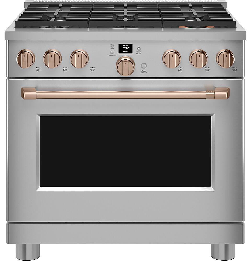 Alt View 30. Café - 6.2 Cu. Ft. Freestanding Gas Convection Range with 6 Burners, Customizable - Stainless Steel.
