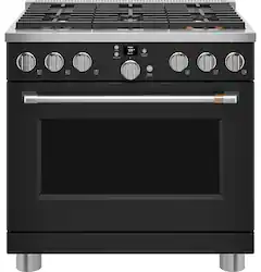 Café - 6.2 Cu. Ft. Freestanding Gas Convection Range with 6 Burners, Customizable - Matte Black - Front_Zoom