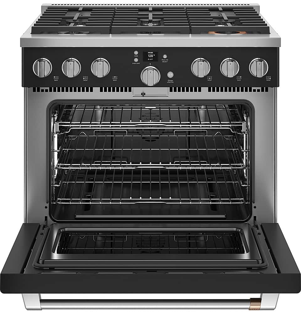 Alt View 11. Café - 6.2 Cu. Ft. Freestanding Gas Convection Range with 6 Burners, Customizable - Matte Black.